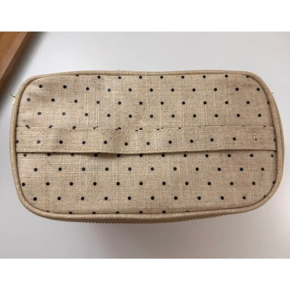 KATE SPADE Out To Lunch Handbag Beige Tone Polka Dots Insulated Lunch Tote Bag
